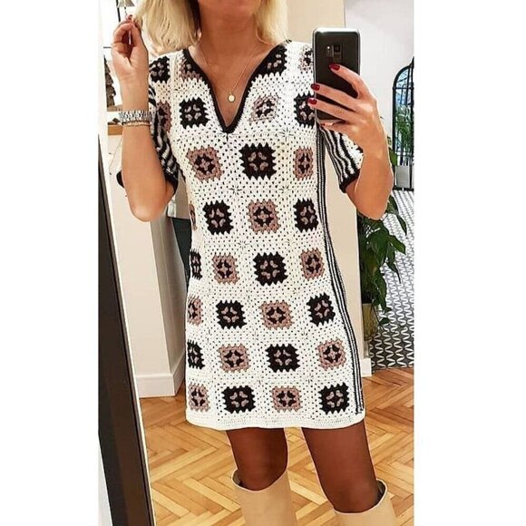 ELEVEN SIX Tia Tunic in White/Black/Nude Size Medium/Large - Picture 1 of 16